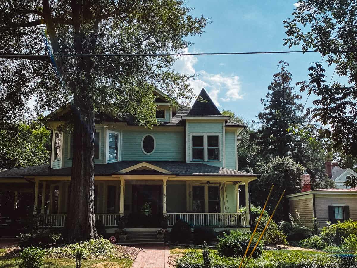 a old blue house in downtown Raleigh North Carolina