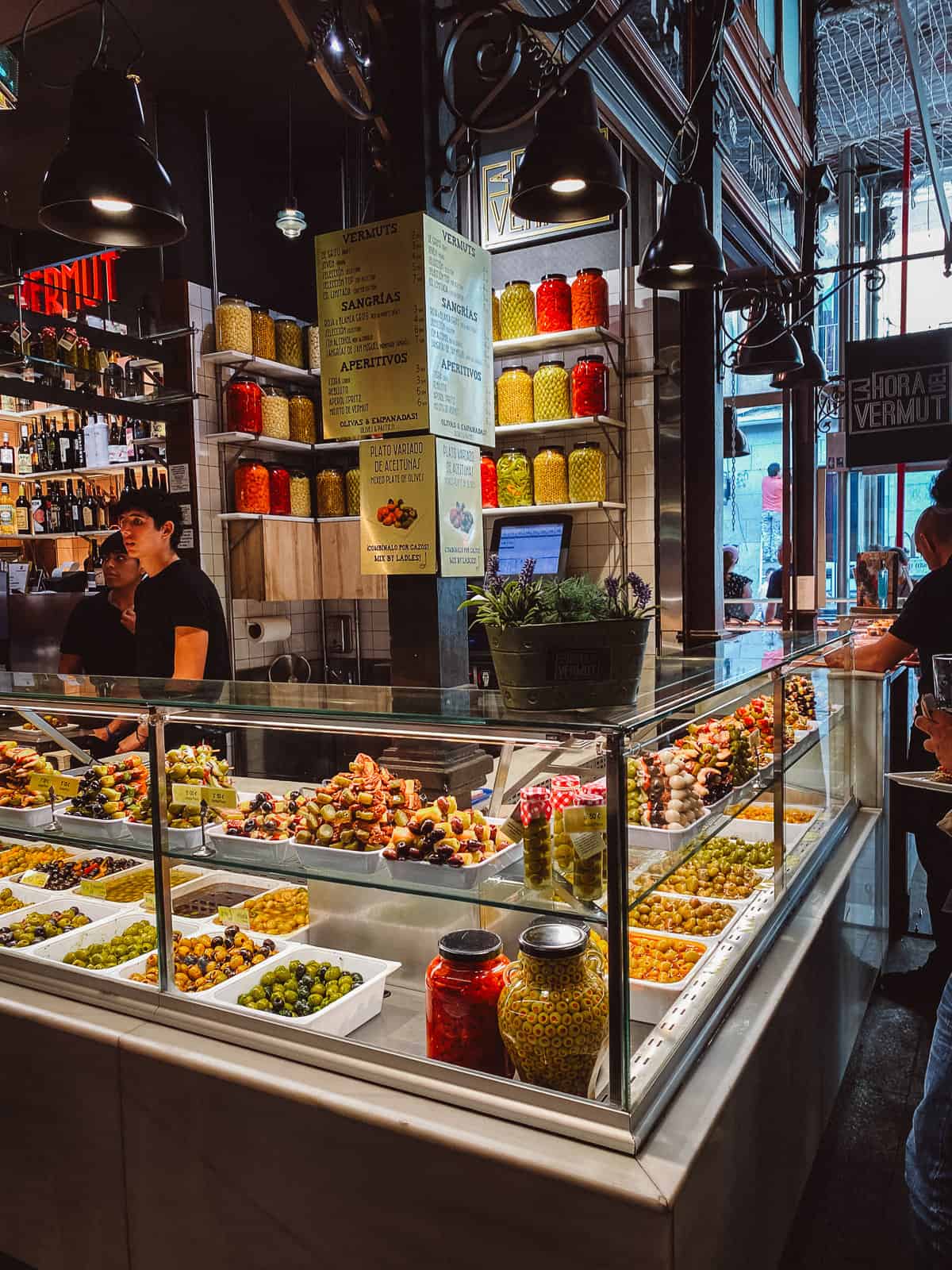 The Mercado San Miguel in Madrid Spain