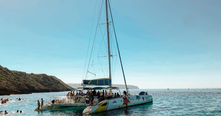 A catamaran boat on the Mediterranean Sea