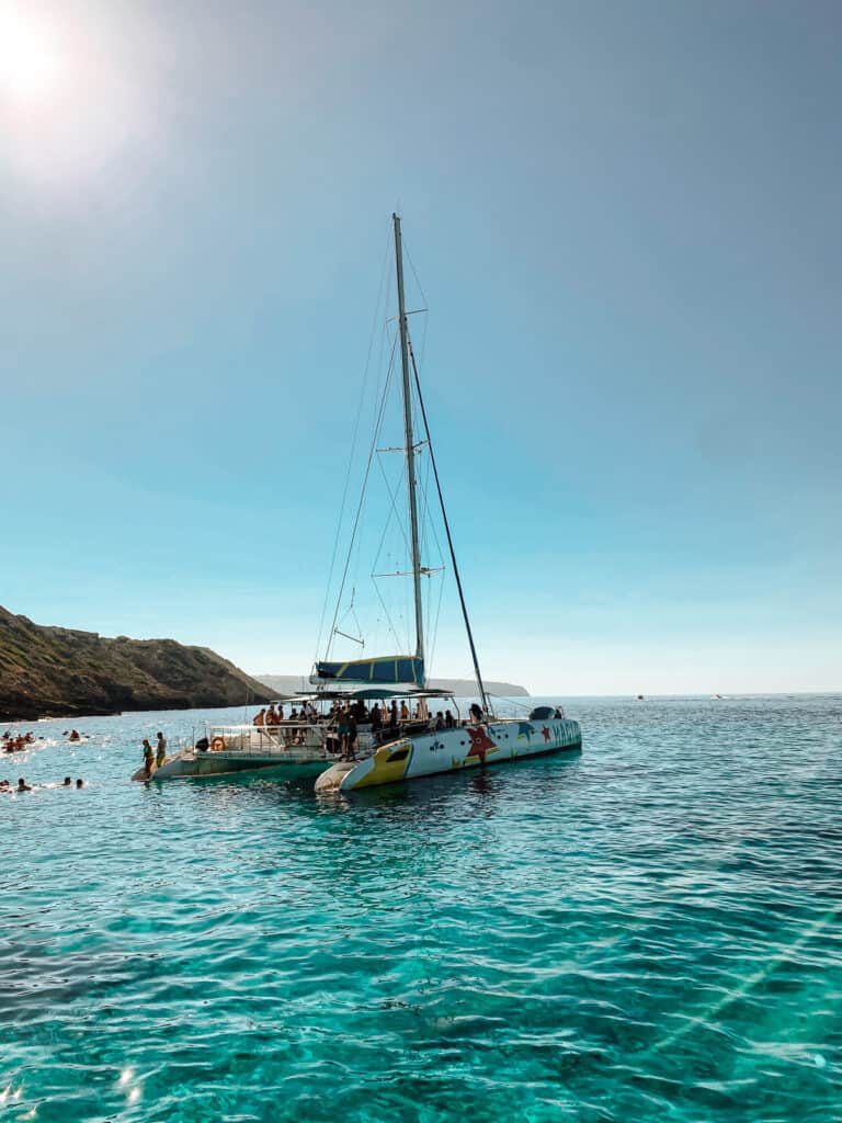 A catamaran boat on the Mediterranean Sea