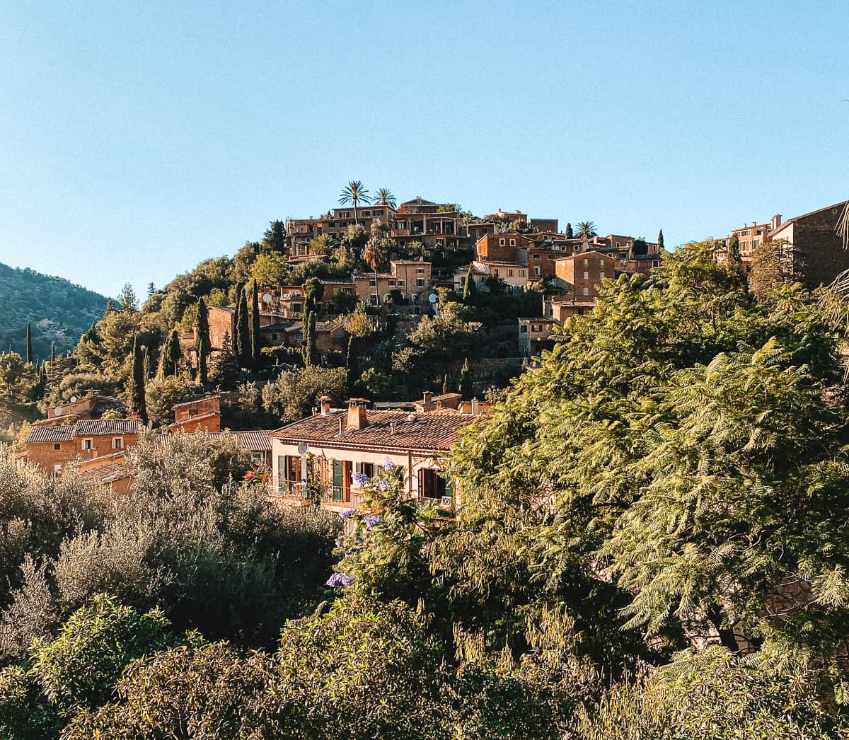 A beautiful village on a hilltop in the mountainside