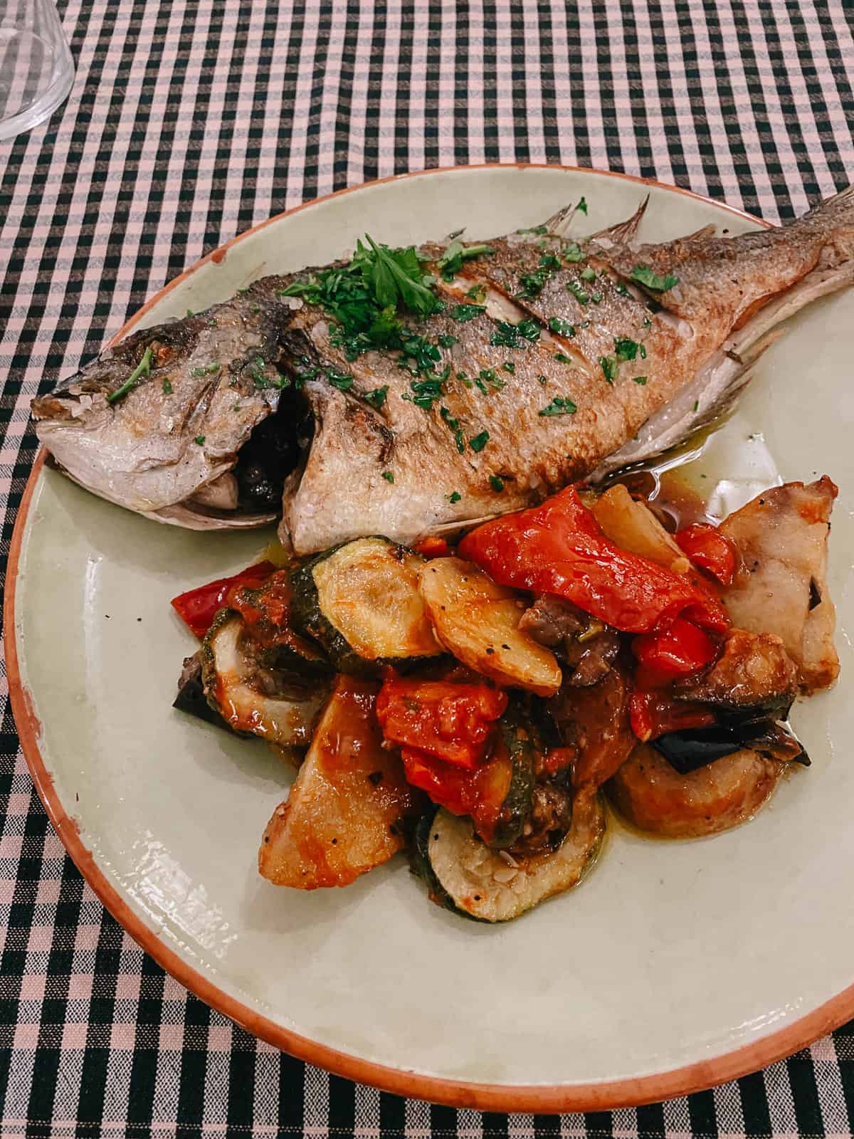 Fish and vegetables on a plate