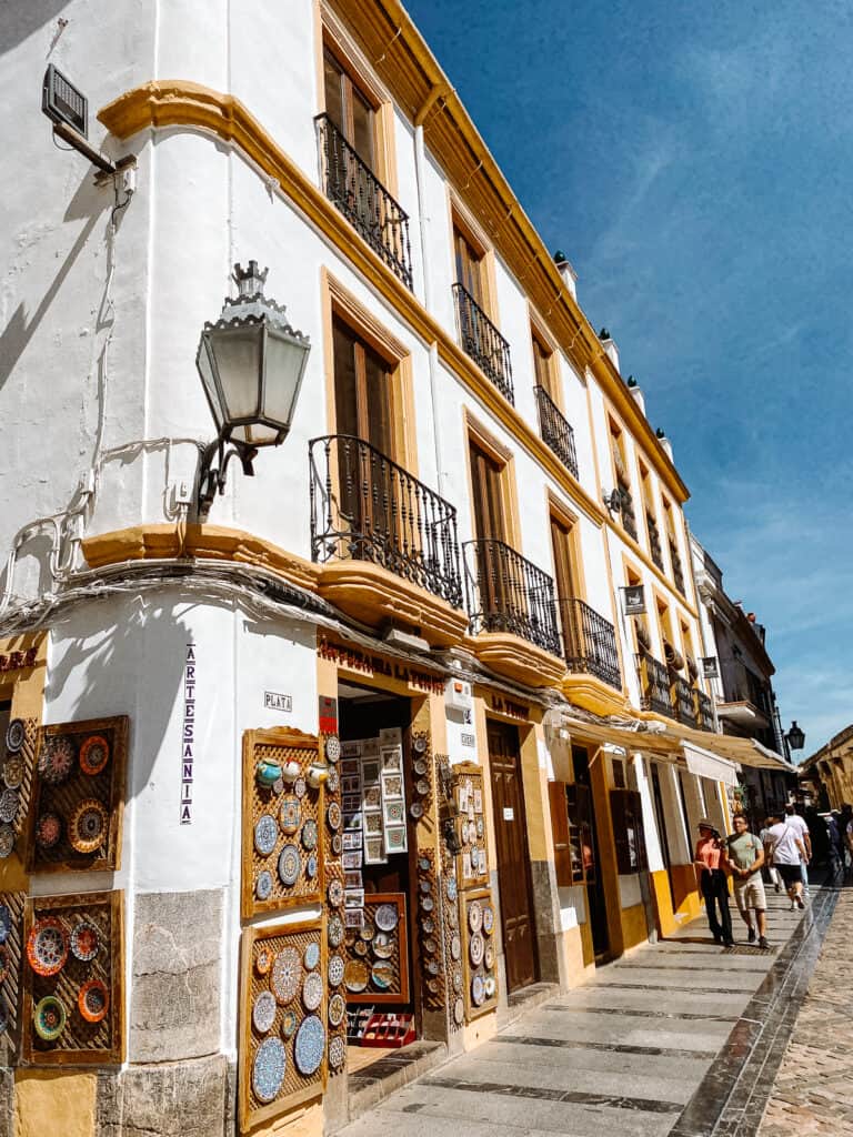 White and yellow arab buildings in Cordoba Spain