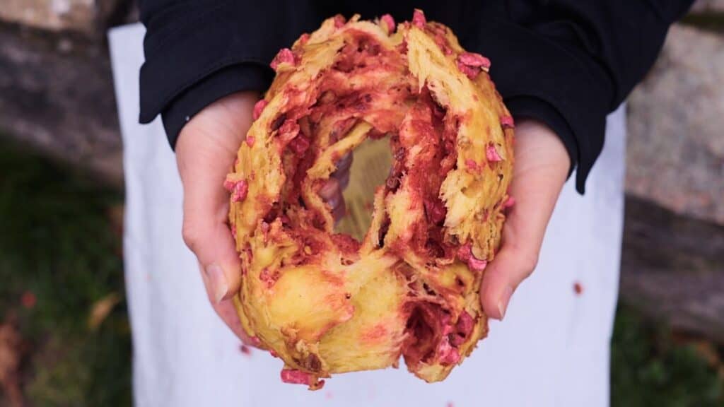 a Brioche praline split open