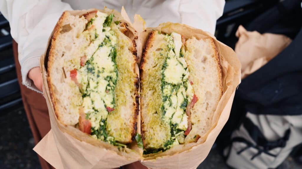 Large chimichurri chicken sandwich from a local bakery in Glasgow