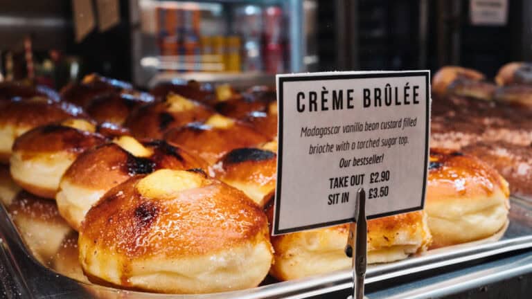 Crème brûlée donut at Tantrum Donuts, a popular bakery in Glasgow